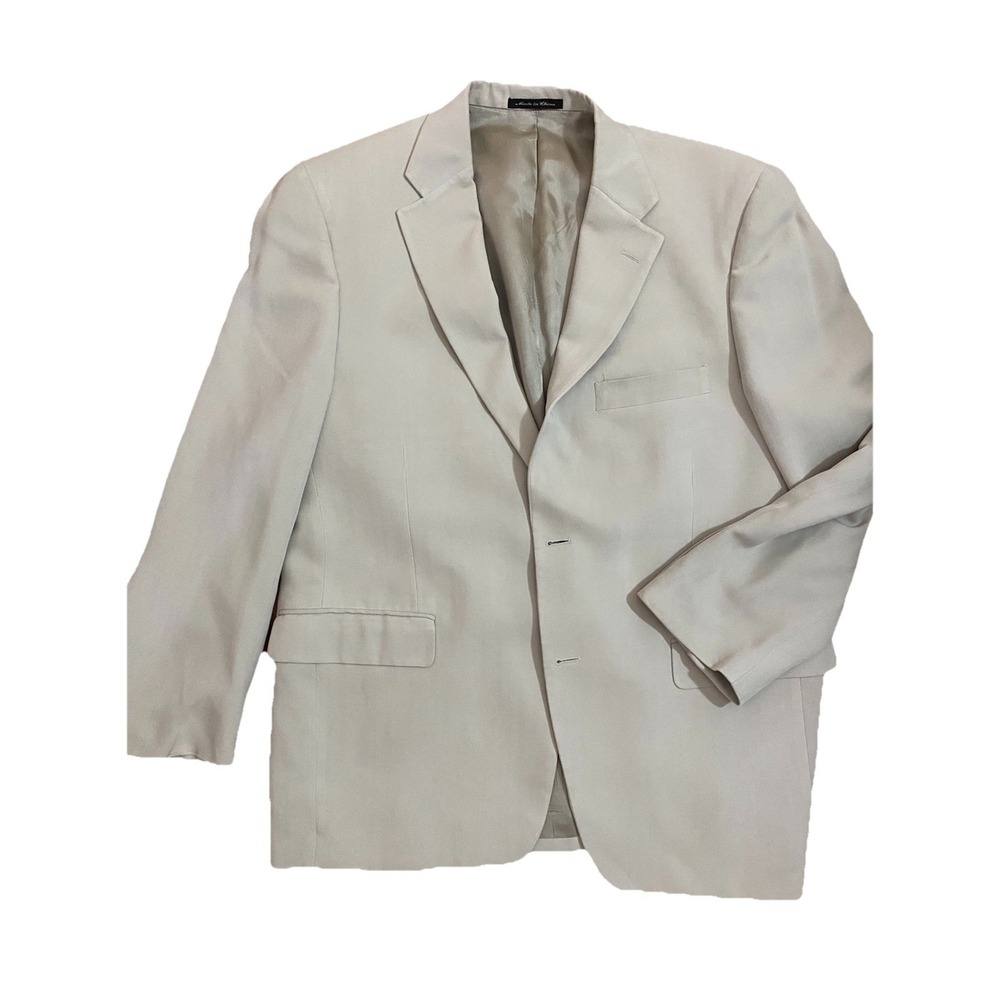 Lyle & Scott Blazer Mens 42S Beige 100%‎ Silk Suit Jacket Casual